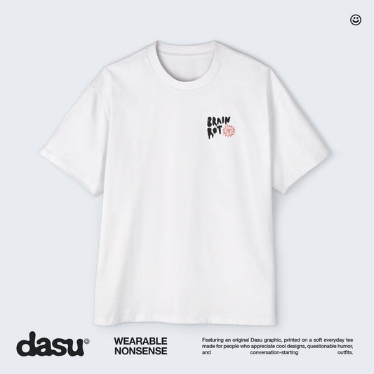 Brain Rot Sun Graphic Tee | White Brain Melt Illustration