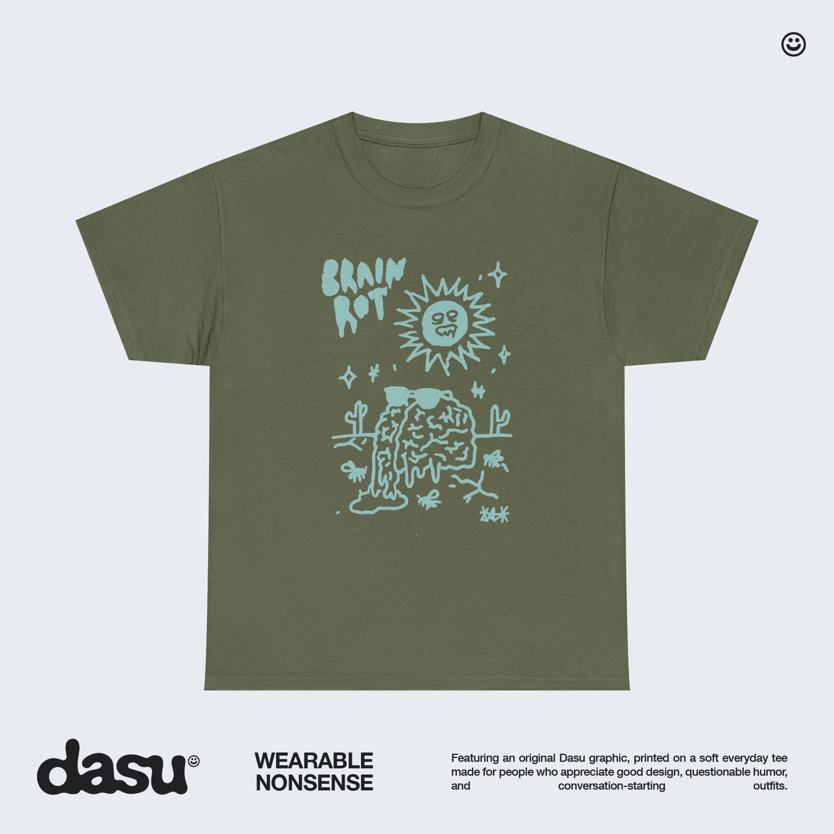Brain Rot melting brain tee | sun illustration, doodle art, indie graphic shirt