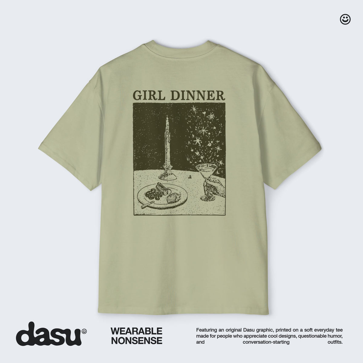 Girl Dinner Oversized Graphic T-Shirt | Funny Viral Meme Tee