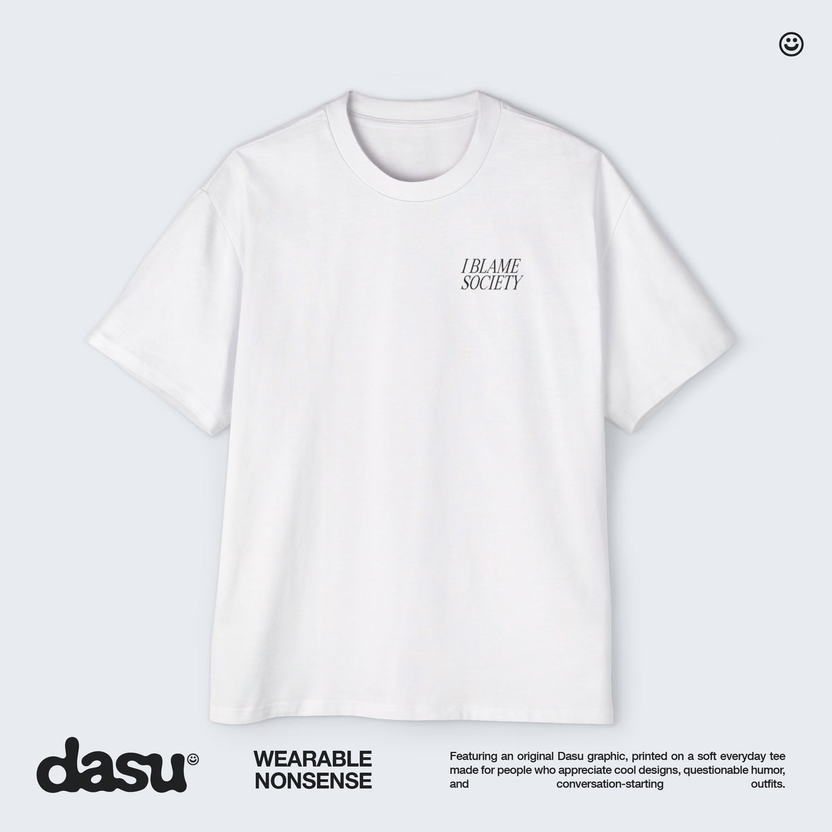 I Blame Society Oversized Graphic T-Shirt | Funny Cat Graphic Tee