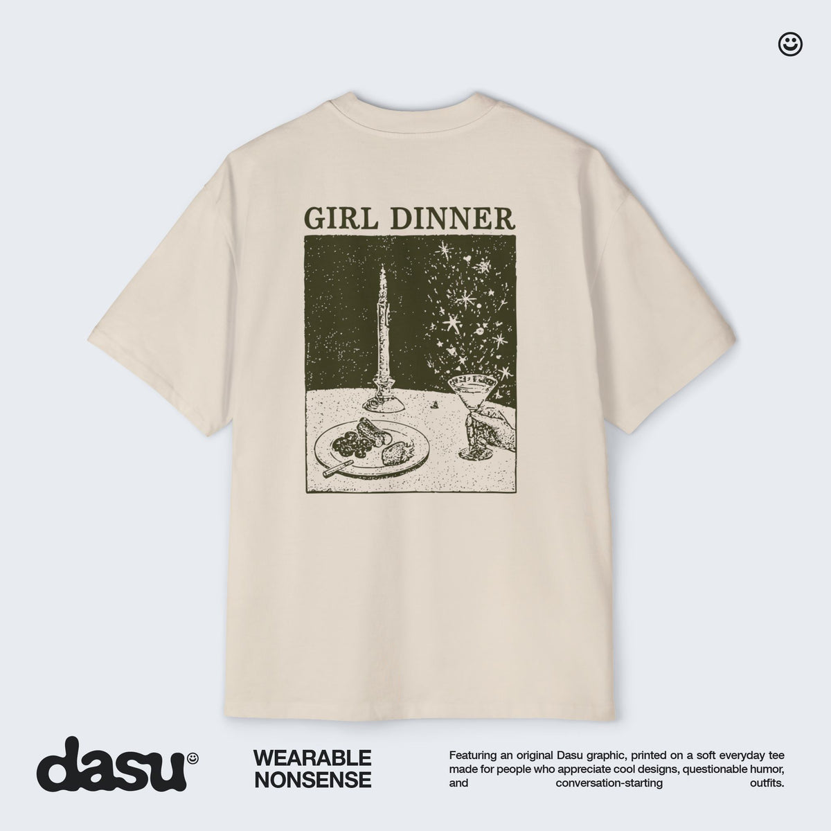 Girl Dinner Oversized Graphic T-Shirt | Funny Viral Meme Tee