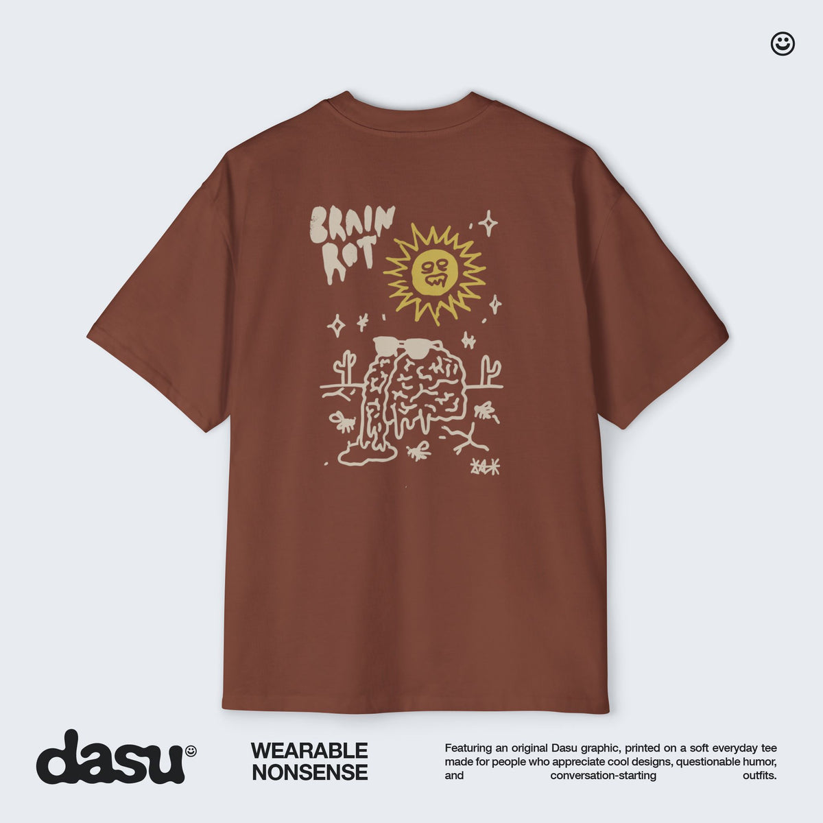 Brain Rot Sun Graphic Tee | White Brain Melt Illustration