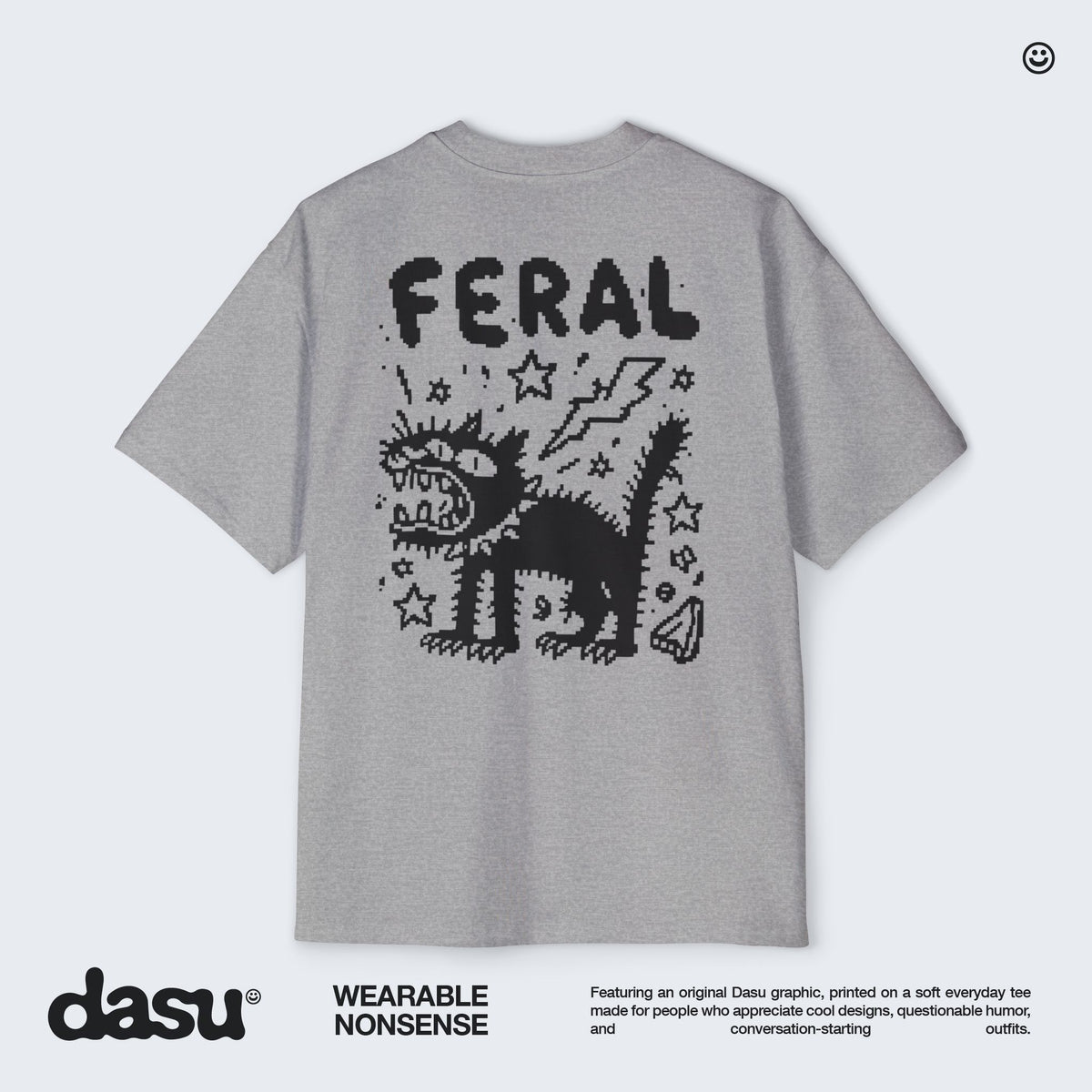Feral Cat Graphic Tee | White T-Shirt, Punk Cat Illustration
