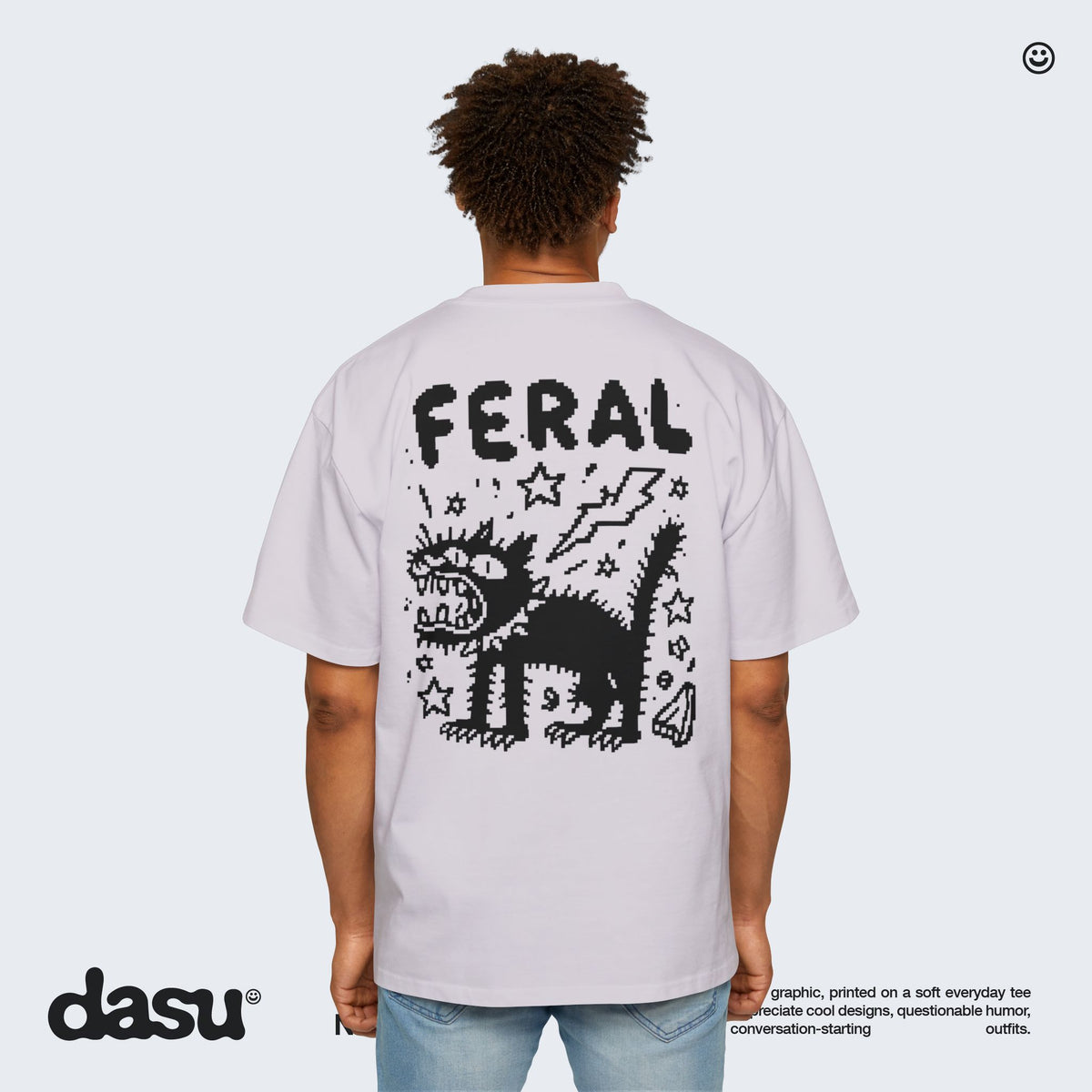 Feral Cat Graphic Tee | White T-Shirt, Punk Cat Illustration