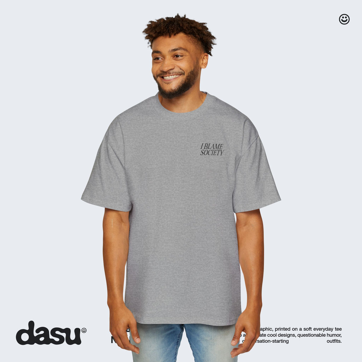 I Blame Society Oversized Graphic T-Shirt | Funny Cat Graphic Tee
