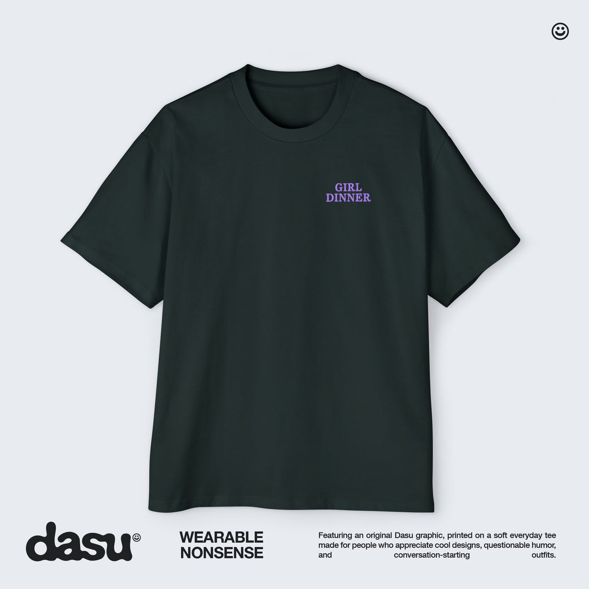 Girl Dinner Premium Oversized Tee | Back Print Graphic Shirt | Heavyweight Streetwear |