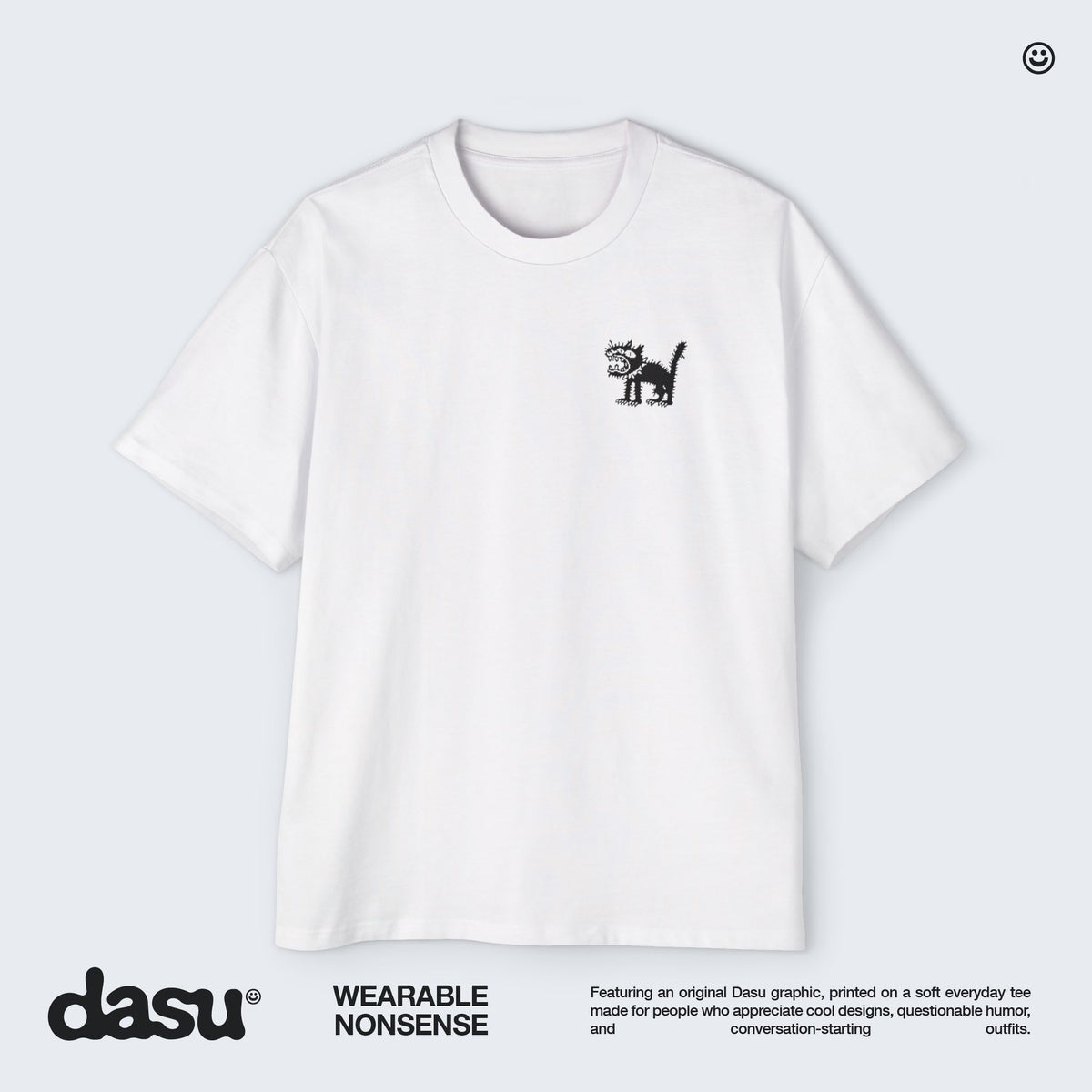 Feral Cat Graphic Tee | White T-Shirt, Punk Cat Illustration