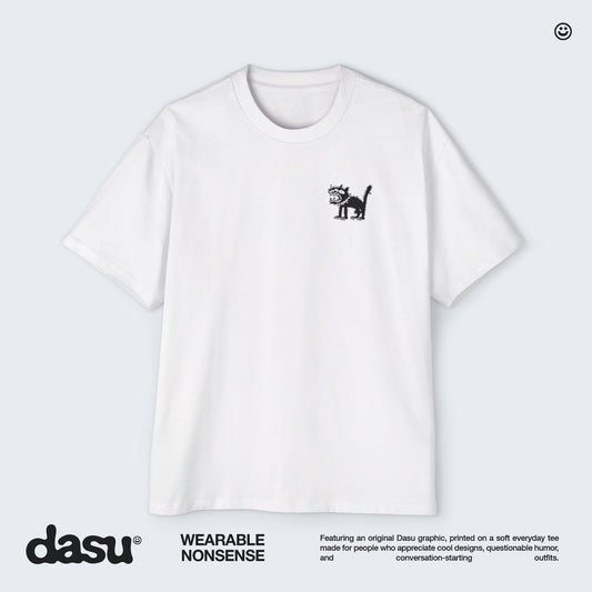 Feral Cat Graphic Tee | White T-Shirt, Punk Cat Illustration
