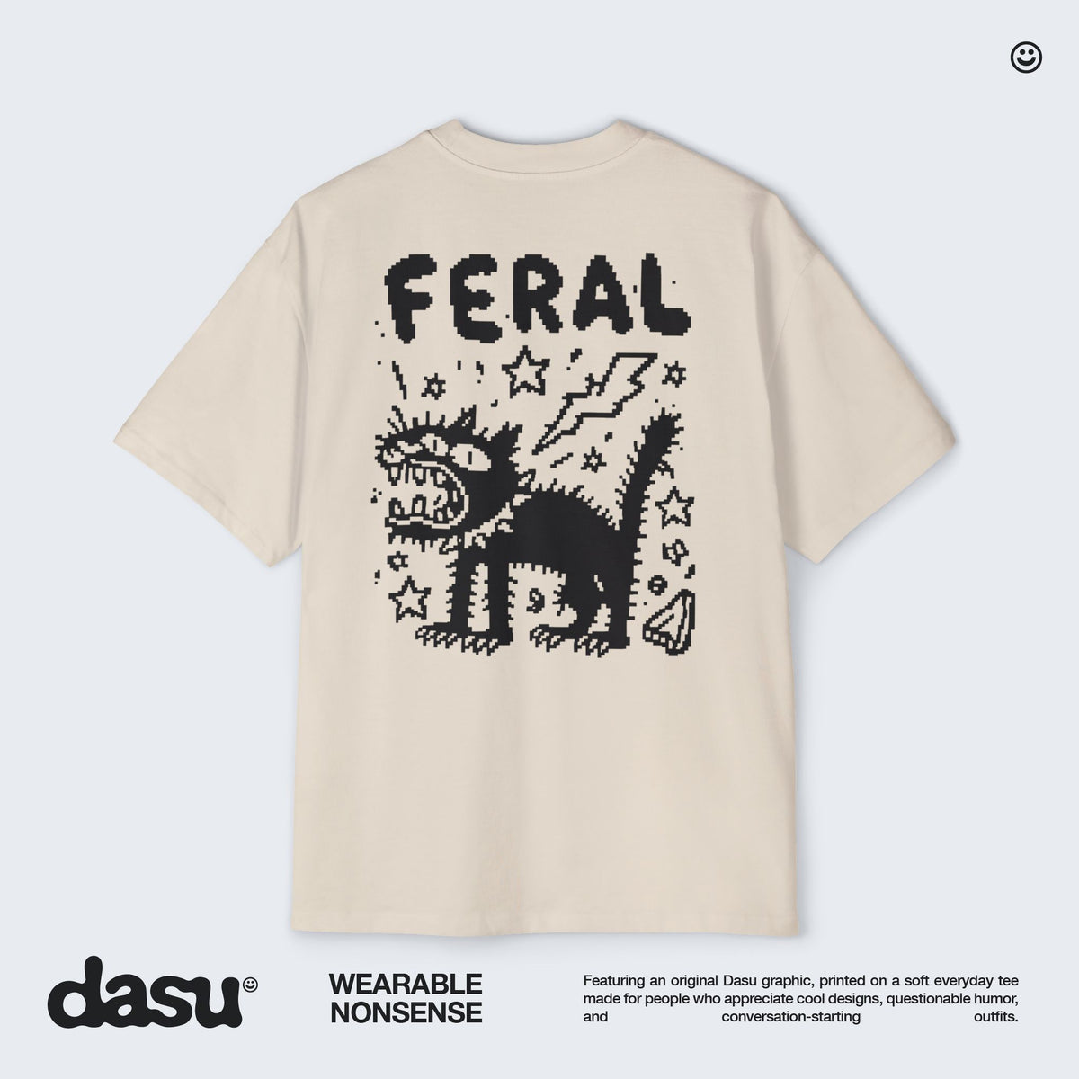 Feral Cat Graphic Tee | White T-Shirt, Punk Cat Illustration
