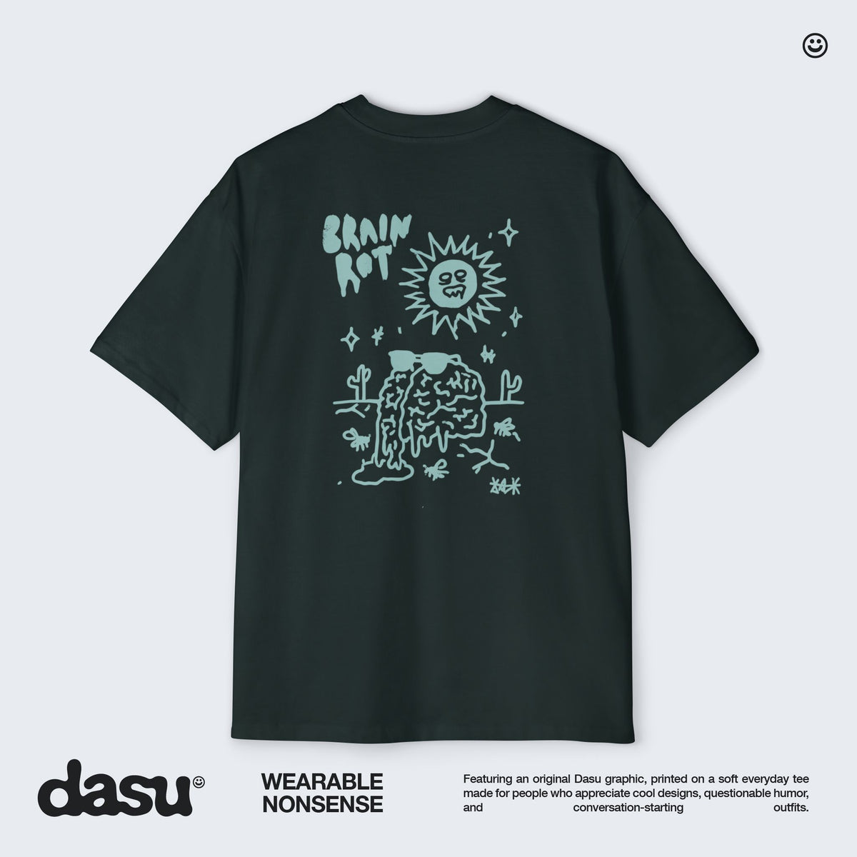 Brain Rot Sun Graphic Tee | White Brain Melt Illustration