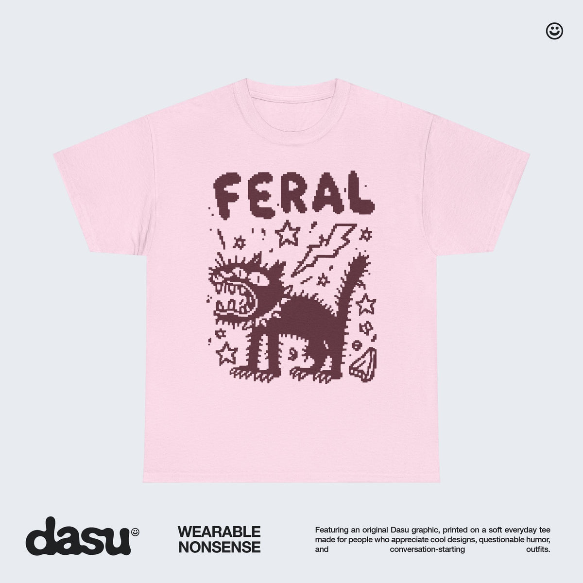 FERAL Cat T-Shirt | Funny Black Cat Graphic Tee | Vintage Grunge Shirt | Alternative Streetwear |