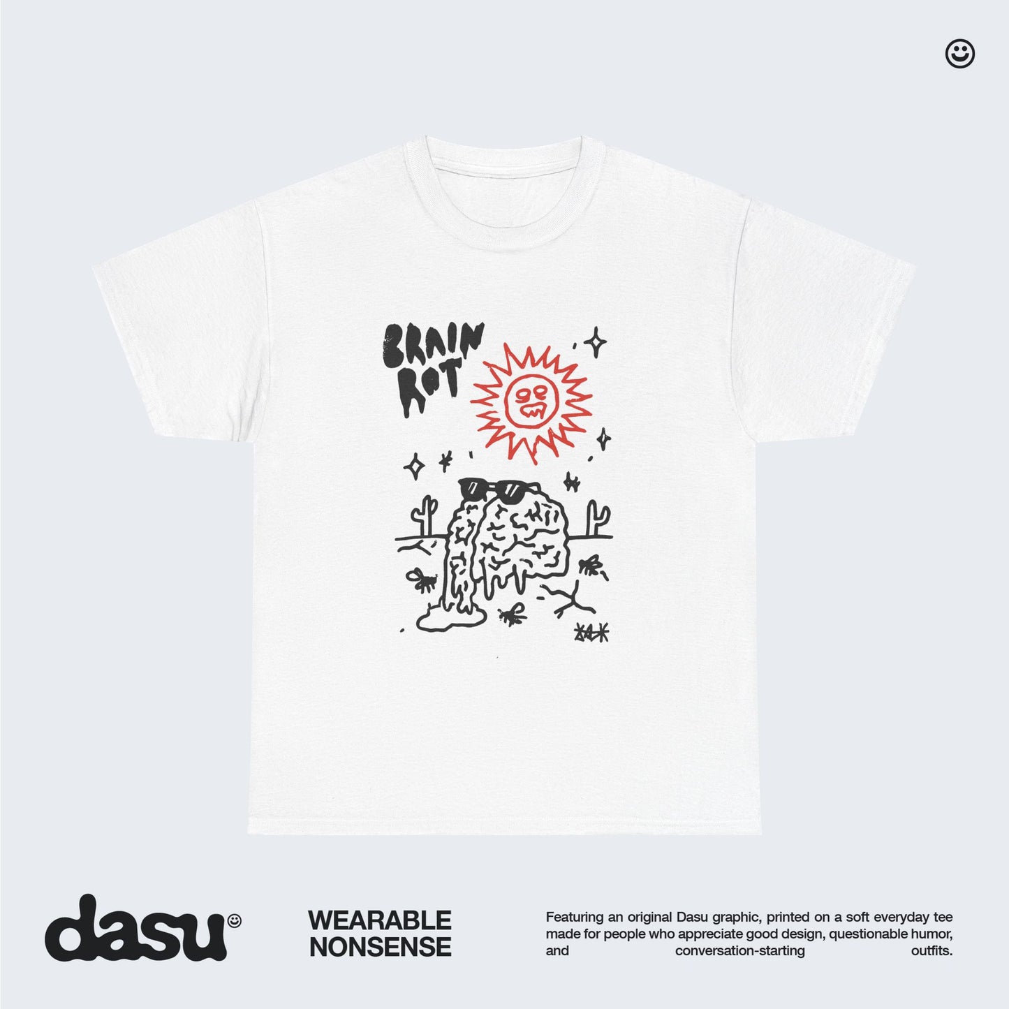 Brain Rot melting brain tee | sun illustration, doodle art, indie graphic shirt