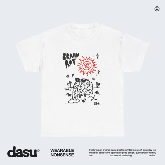 Brain Rot melting brain tee | sun illustration, doodle art, indie graphic shirt