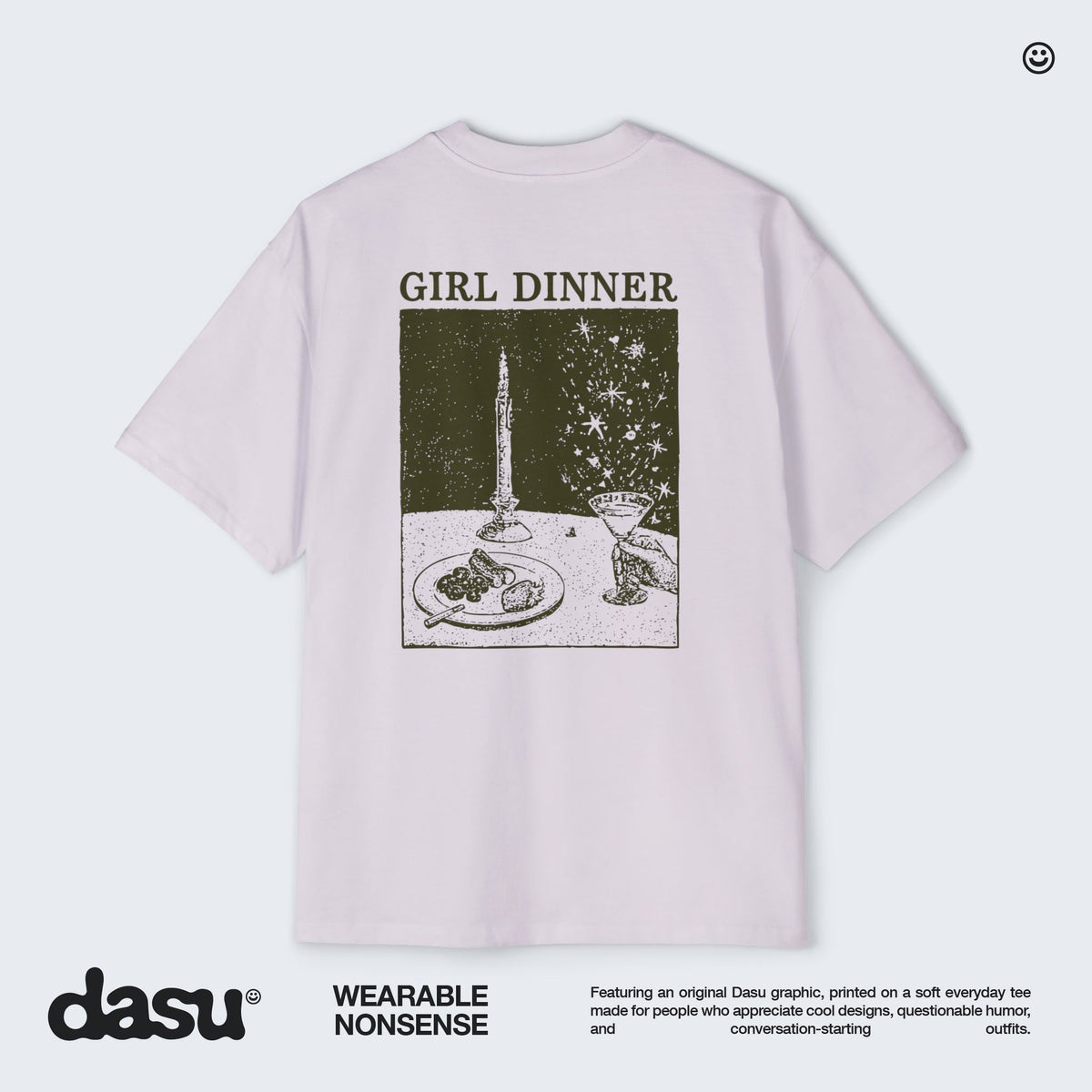 Girl Dinner Premium Oversized Tee | Back Print Graphic Shirt | Heavyweight Streetwear |