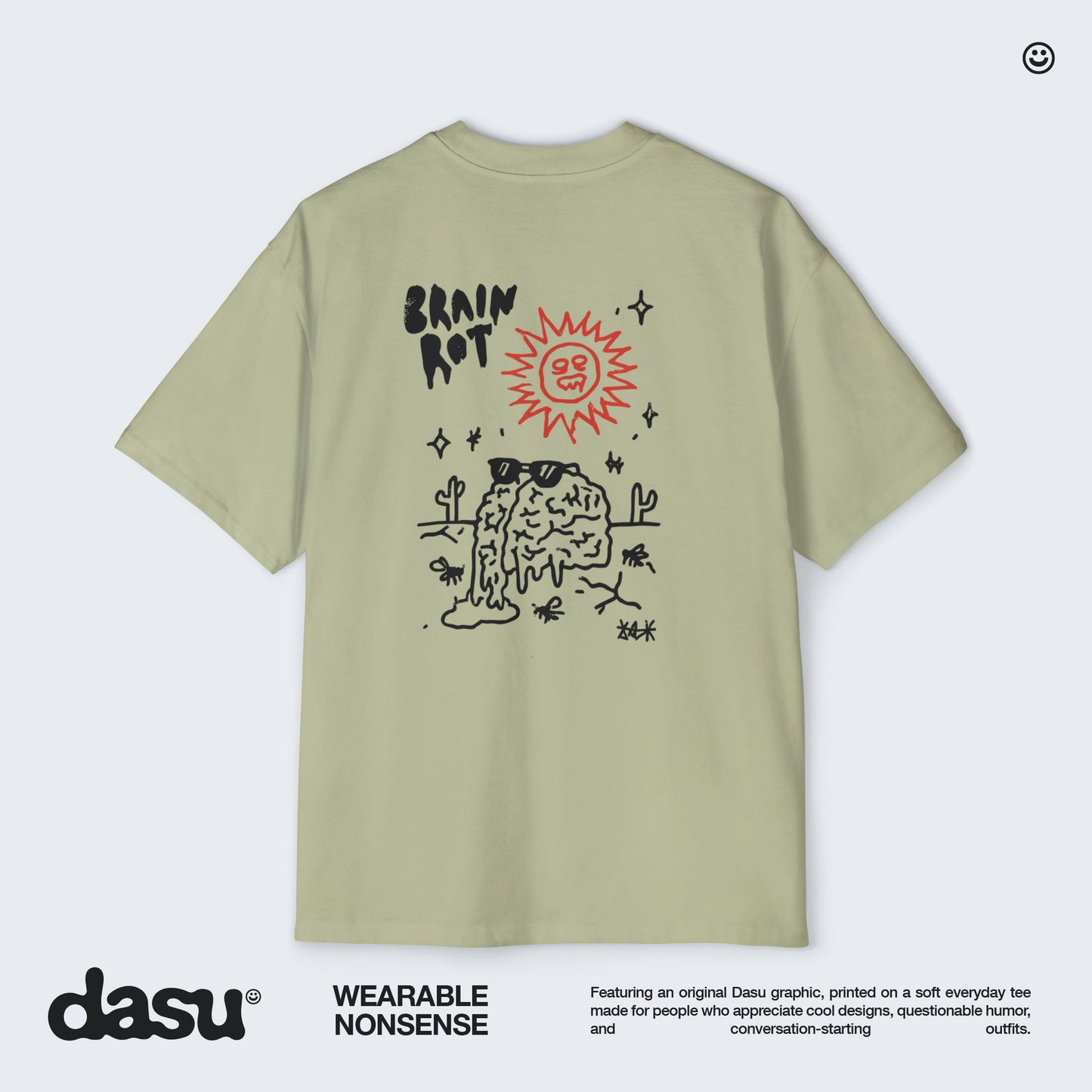 Brain Rot Sun Graphic Tee | White Brain Melt Illustration