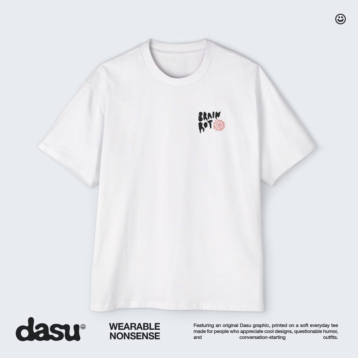 Brain Rot Sun Graphic Tee | White Brain Melt Illustration