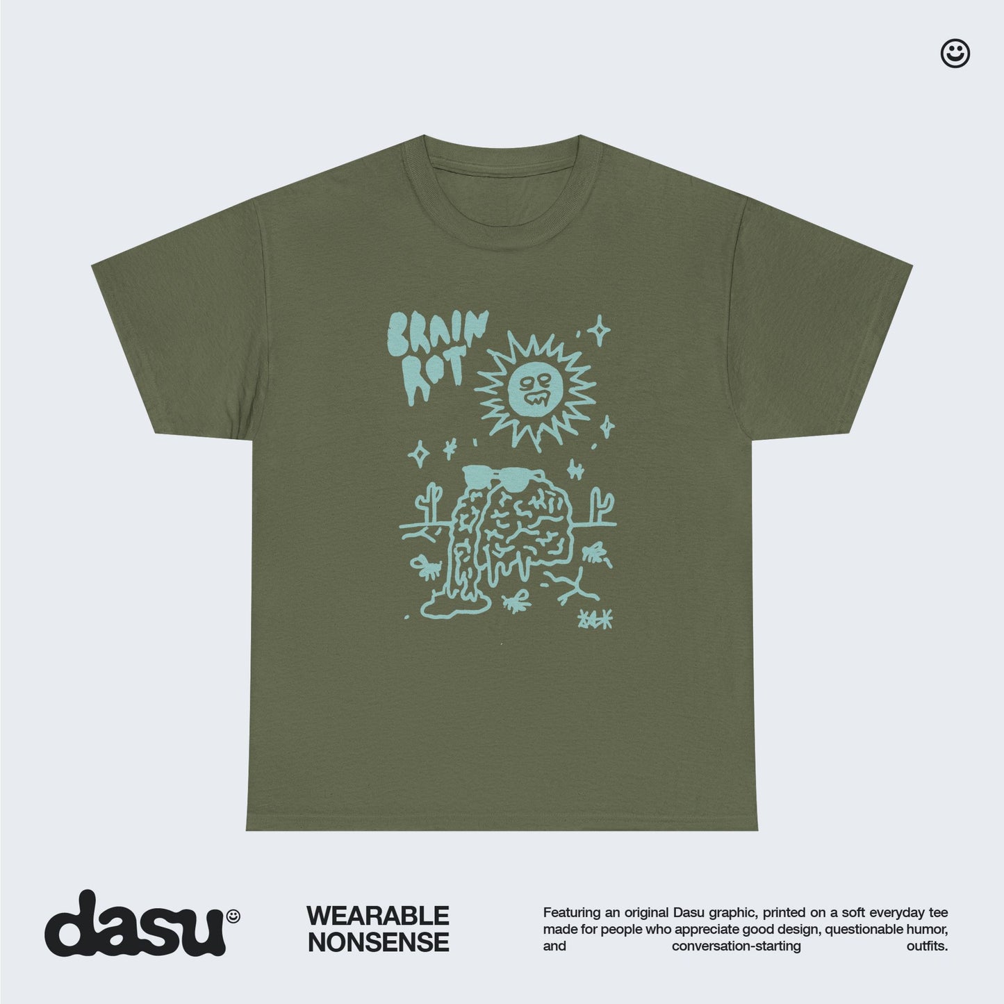 Brain Rot melting brain tee | sun illustration, doodle art, indie graphic shirt