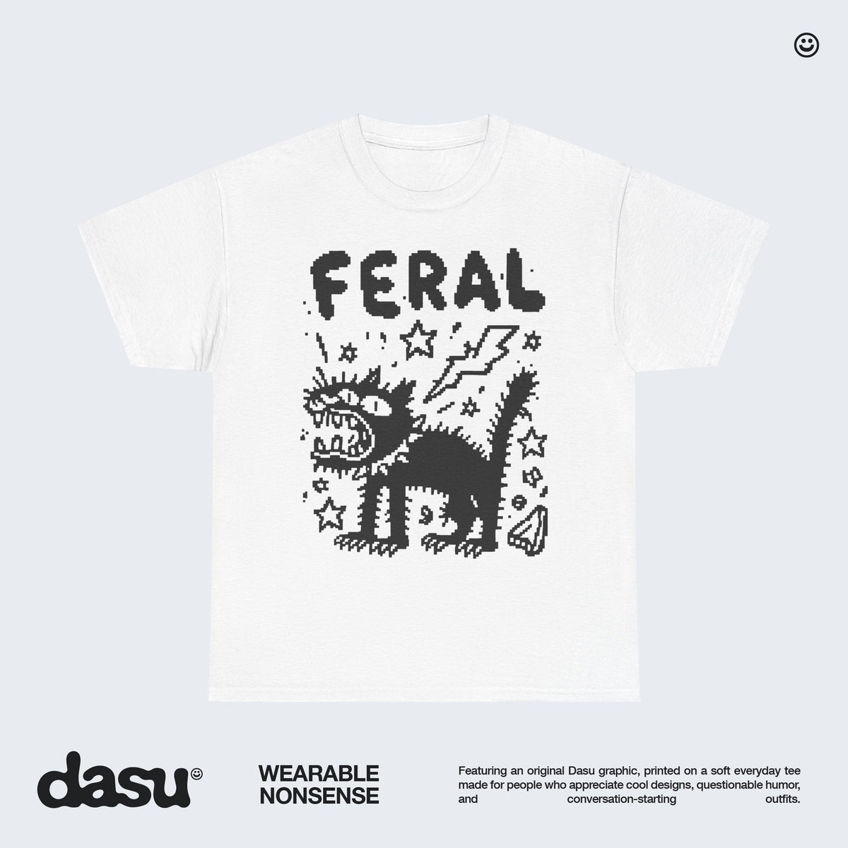 FERAL Cat T-Shirt | Funny Black Cat Graphic Tee | Vintage Grunge Shirt | Alternative Streetwear |