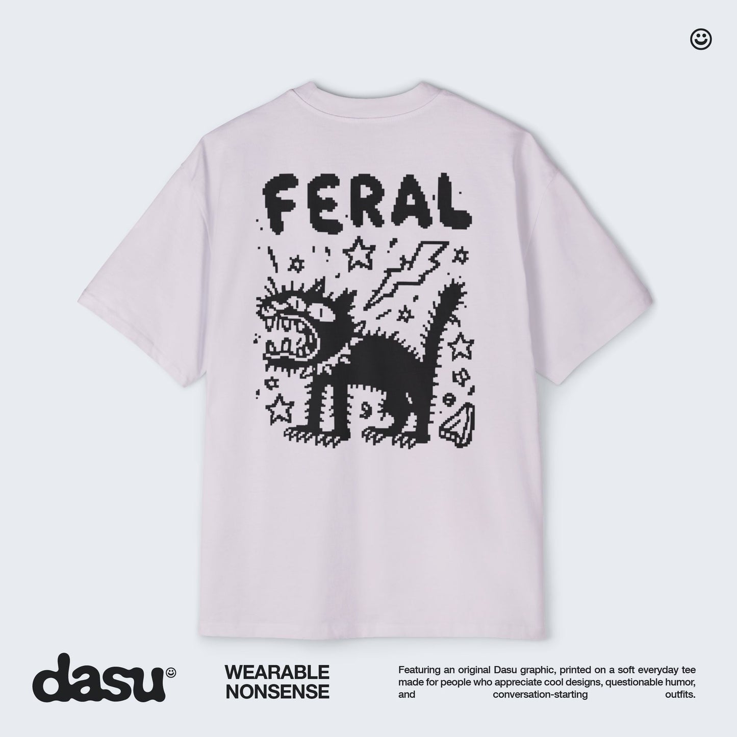 Feral Cat Graphic Tee | White T-Shirt, Punk Cat Illustration