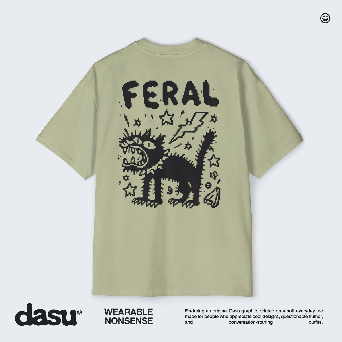 Feral Cat Graphic Tee | White T-Shirt, Punk Cat Illustration