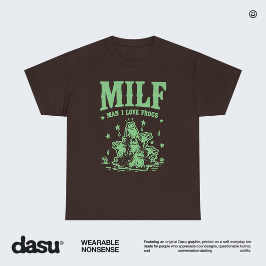 MILF | Man I Love Frogs T-Shirt | Funny Frog Graphic Tee | Vintage Tee