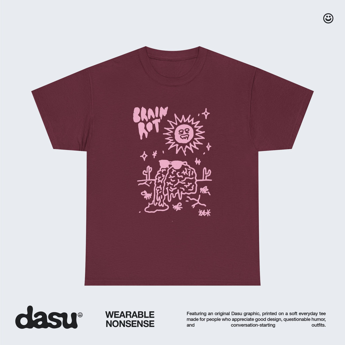 Brain Rot melting brain tee | sun illustration, doodle art, indie graphic shirt