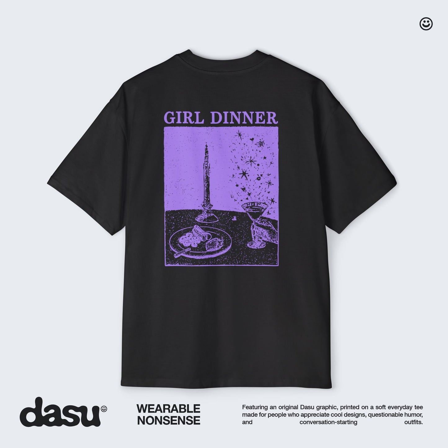 Girl Dinner Premium Oversized Tee | Back Print Graphic Shirt | Heavyweight Streetwear |