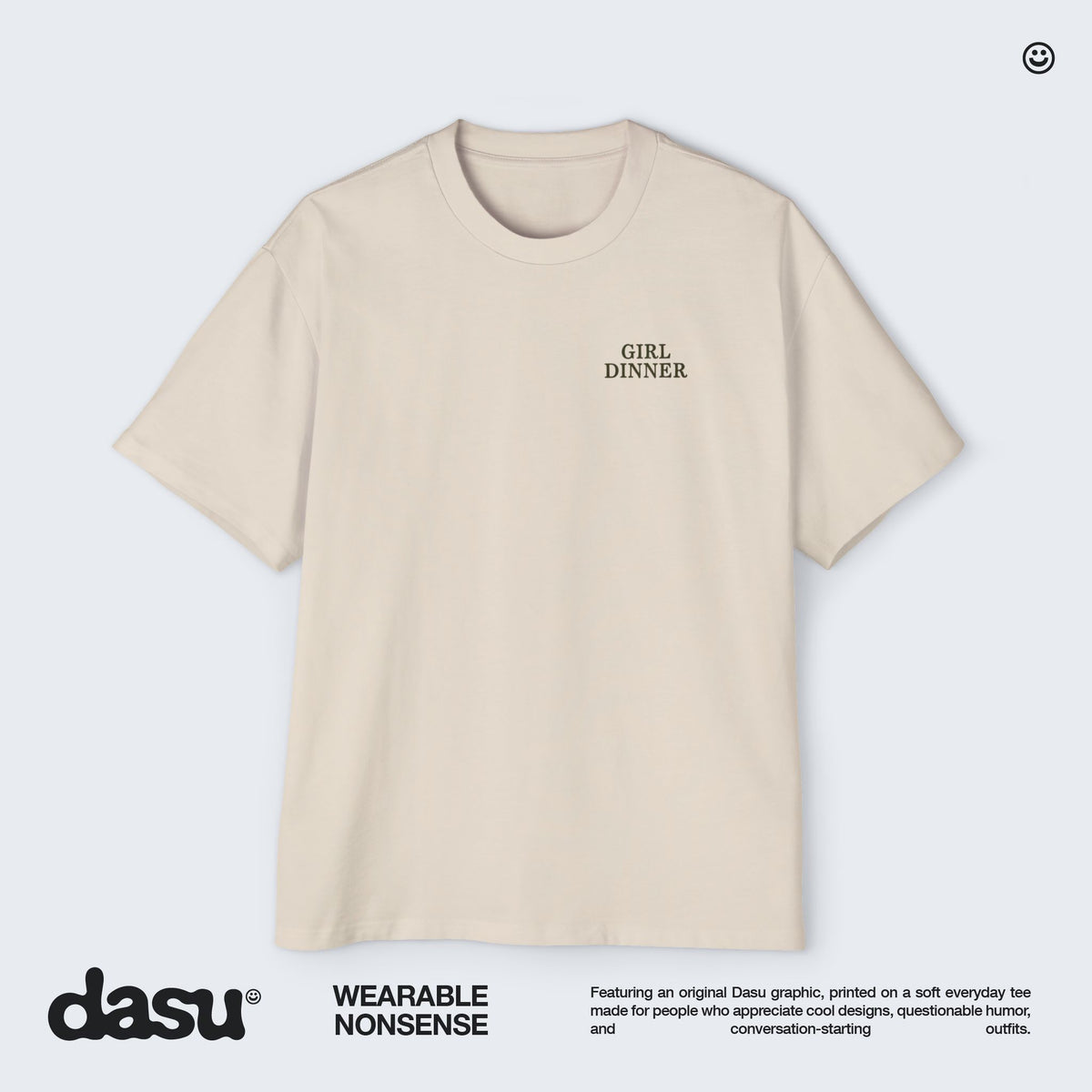 Girl Dinner Premium Oversized Tee | Back Print Graphic Shirt | Heavyweight Streetwear |