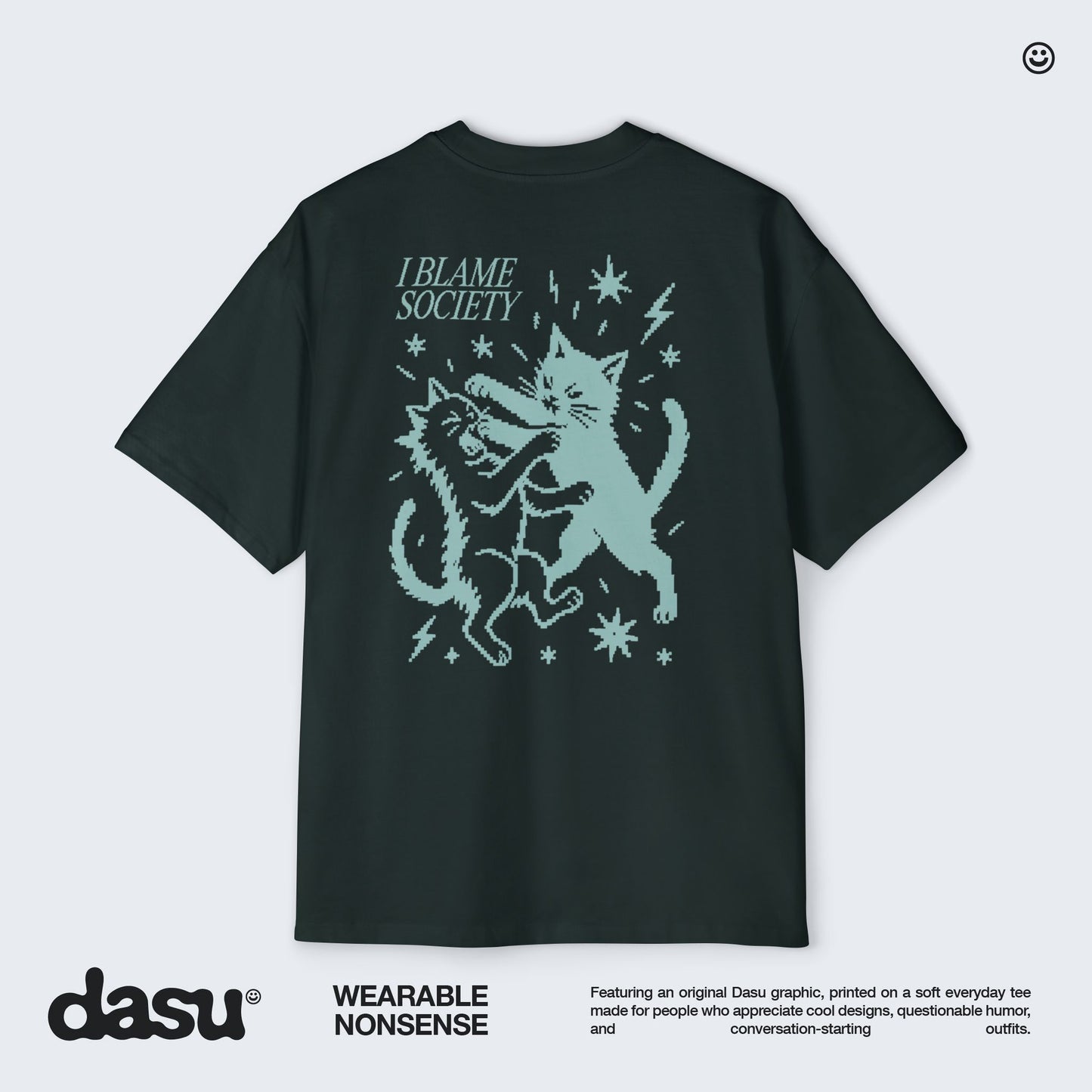 I Blame Society Cats Tee | White Graphic T-Shirt