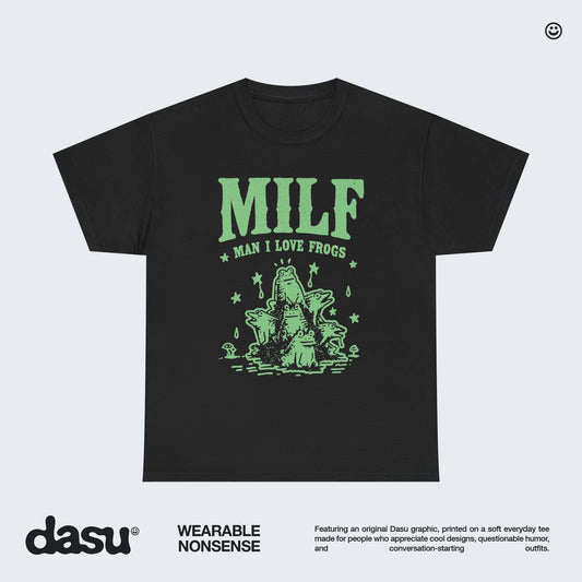 MILF | Man I Love Frogs T-Shirt | Funny Frog Graphic Tee | Vintage Tee