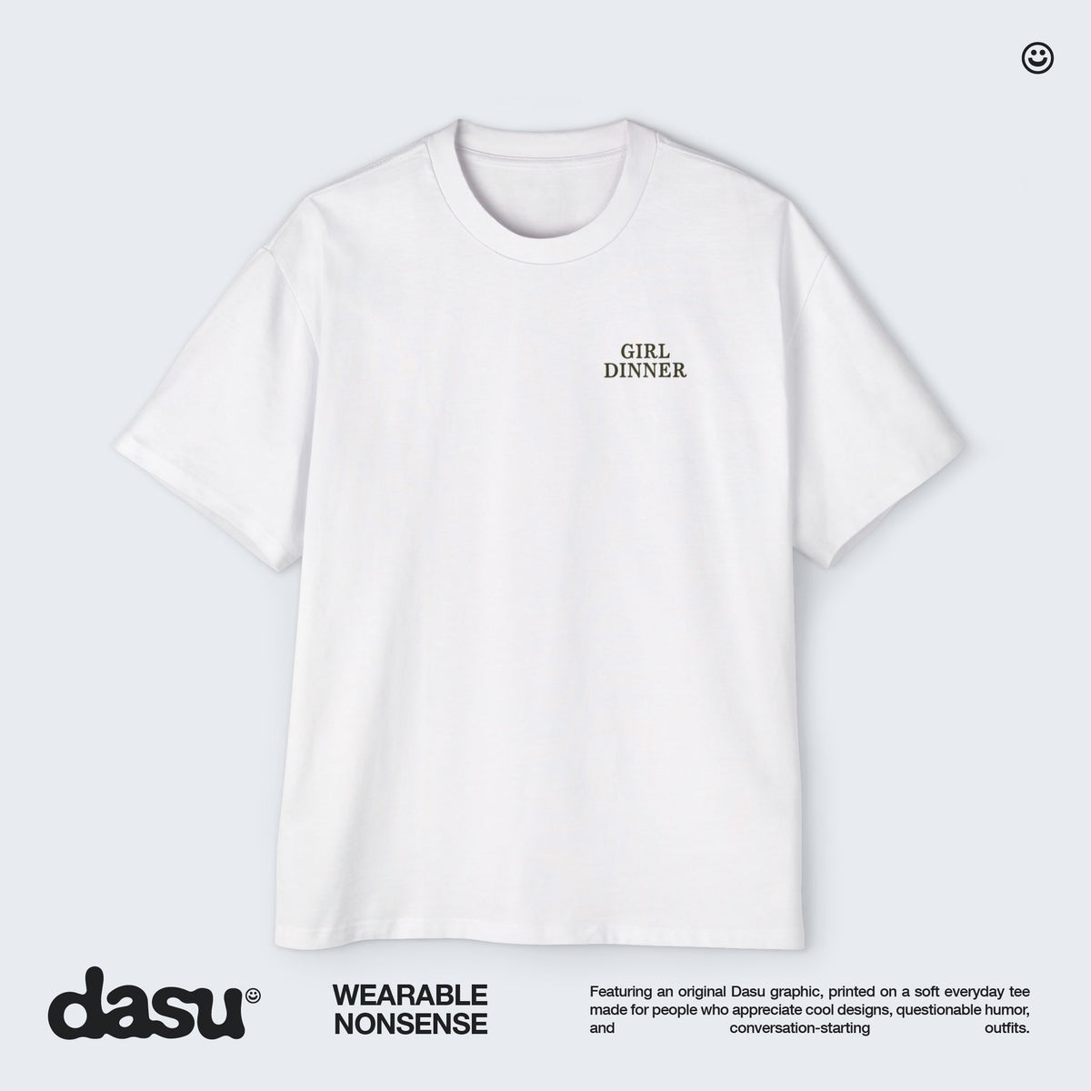 Girl Dinner Premium Oversized Tee | Back Print Graphic Shirt | Heavyweight Streetwear |