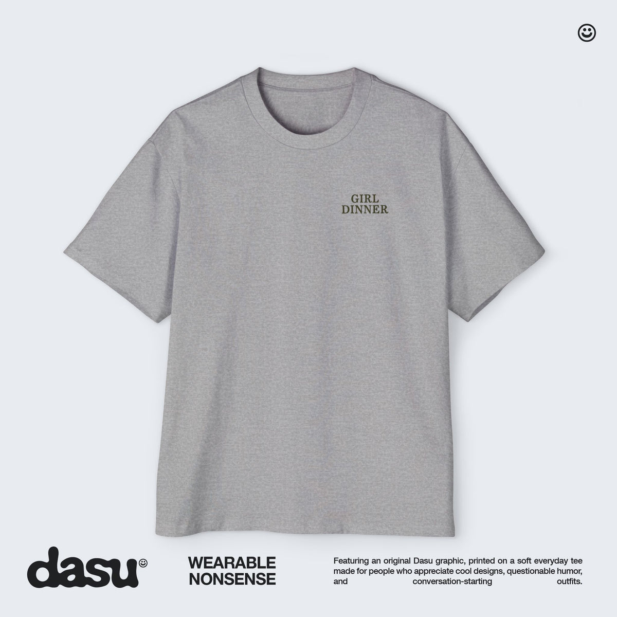 Girl Dinner Premium Oversized Tee | Back Print Graphic Shirt | Heavyweight Streetwear |