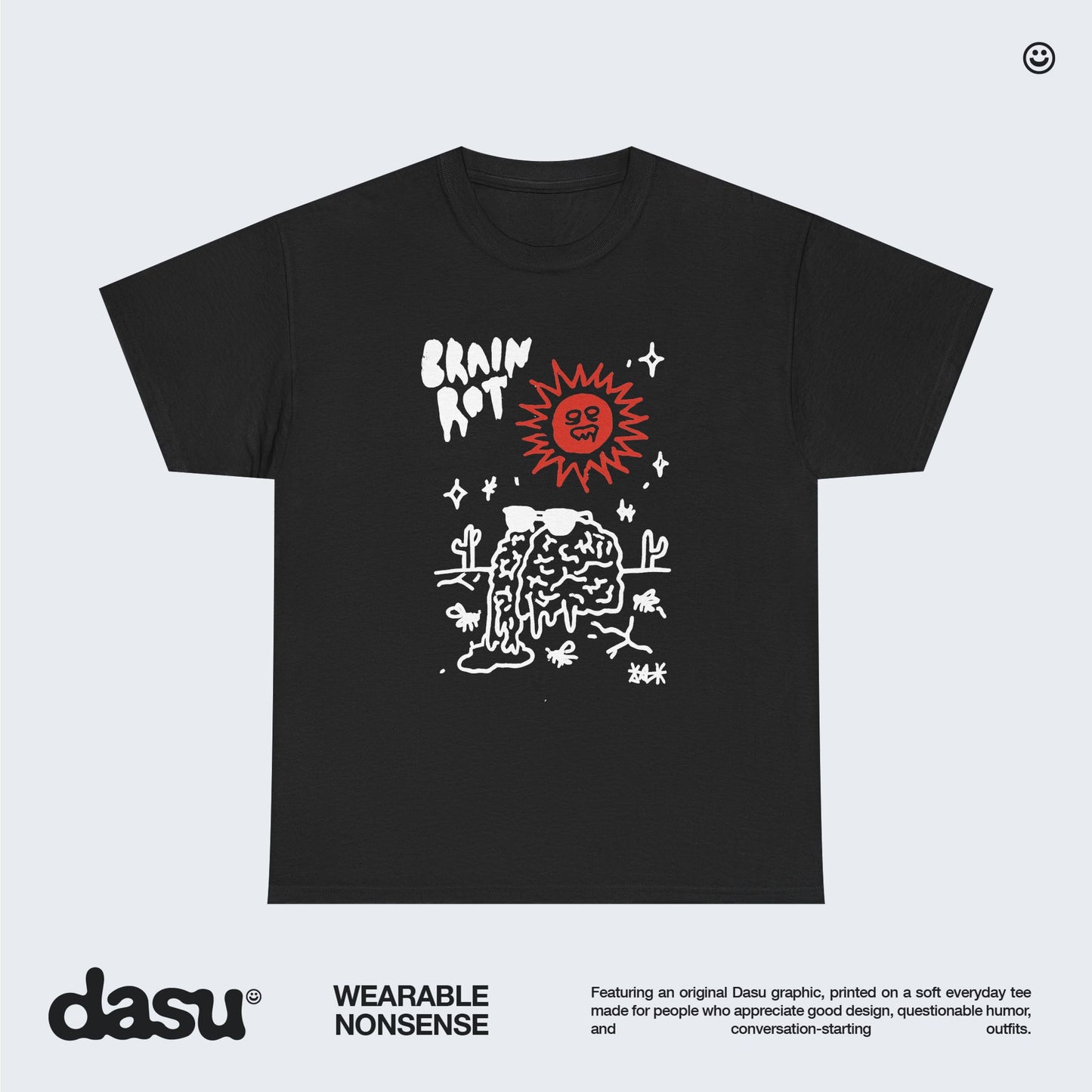 Brain Rot melting brain tee | sun illustration, doodle art, indie graphic shirt
