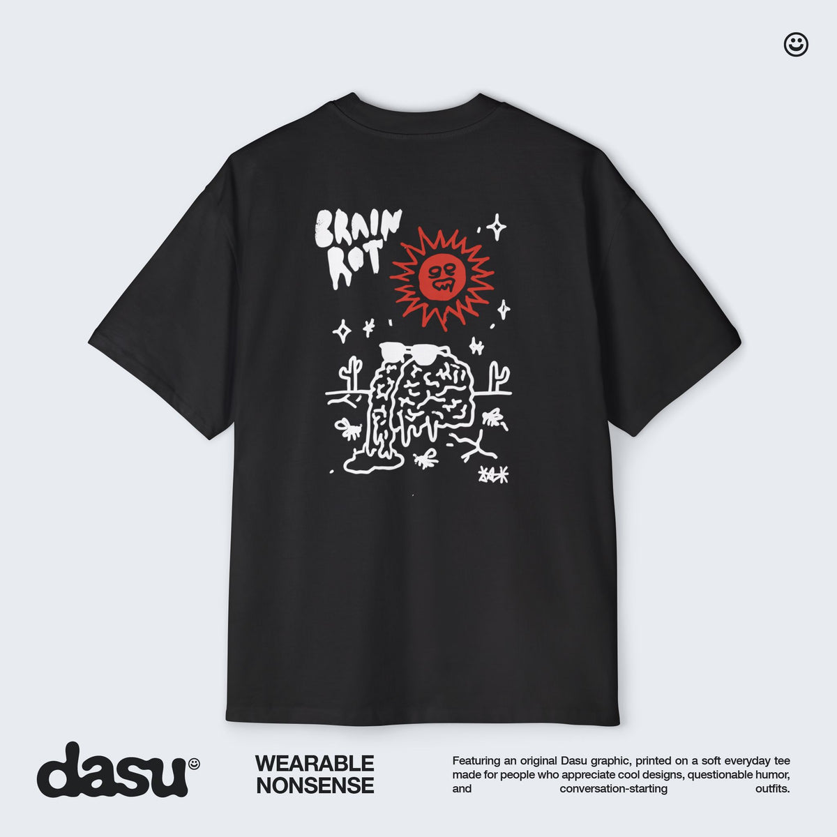 Brain Rot Sun Graphic Tee | White Brain Melt Illustration