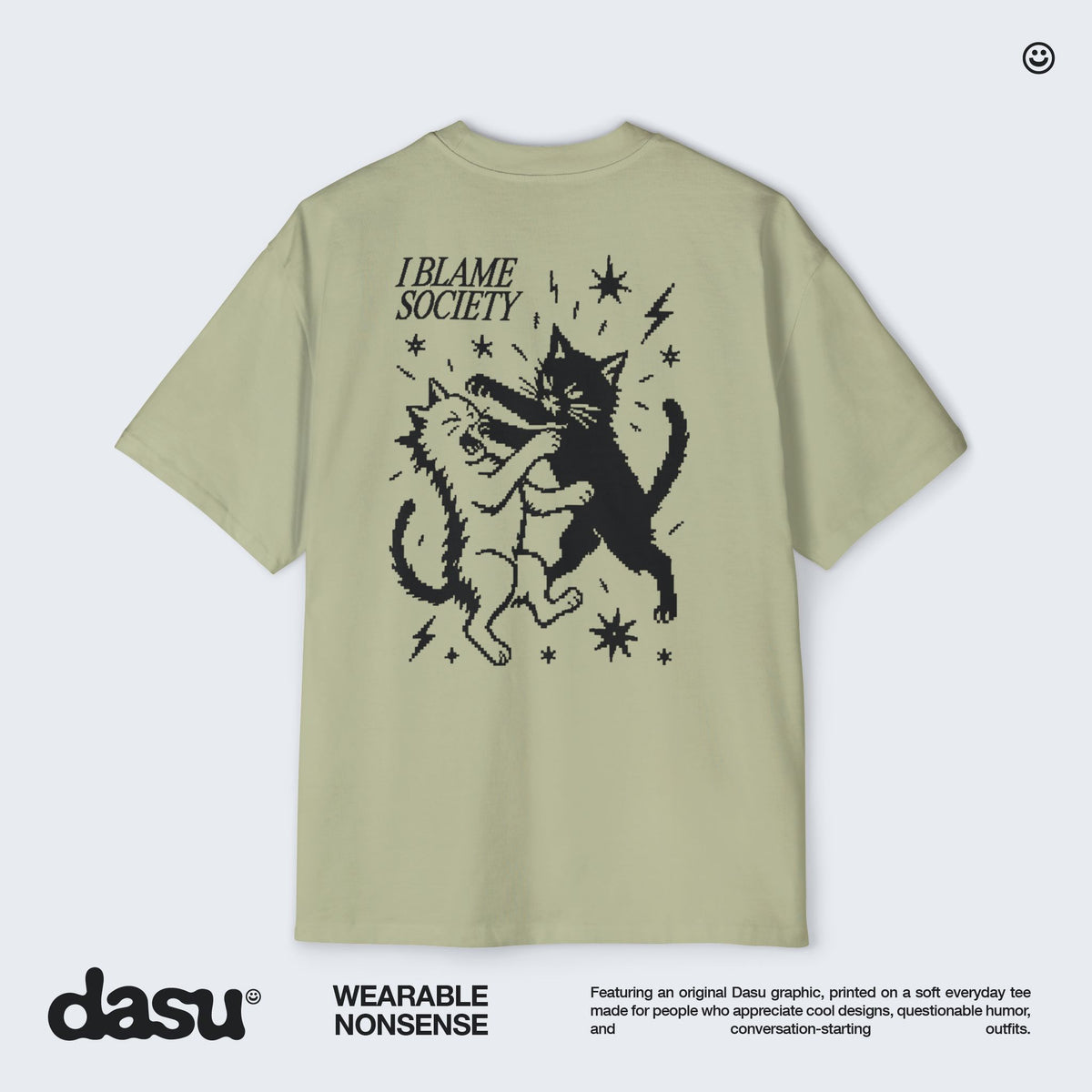 I Blame Society Cats Tee | White Graphic T-Shirt