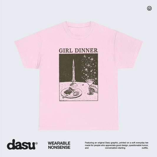 Girl Dinner Shirt, Funny Graphic Tee, Vintage Dinner Meme T-Shirt, Aesthetic Graphic Shirt, Funny Food Lover Gift