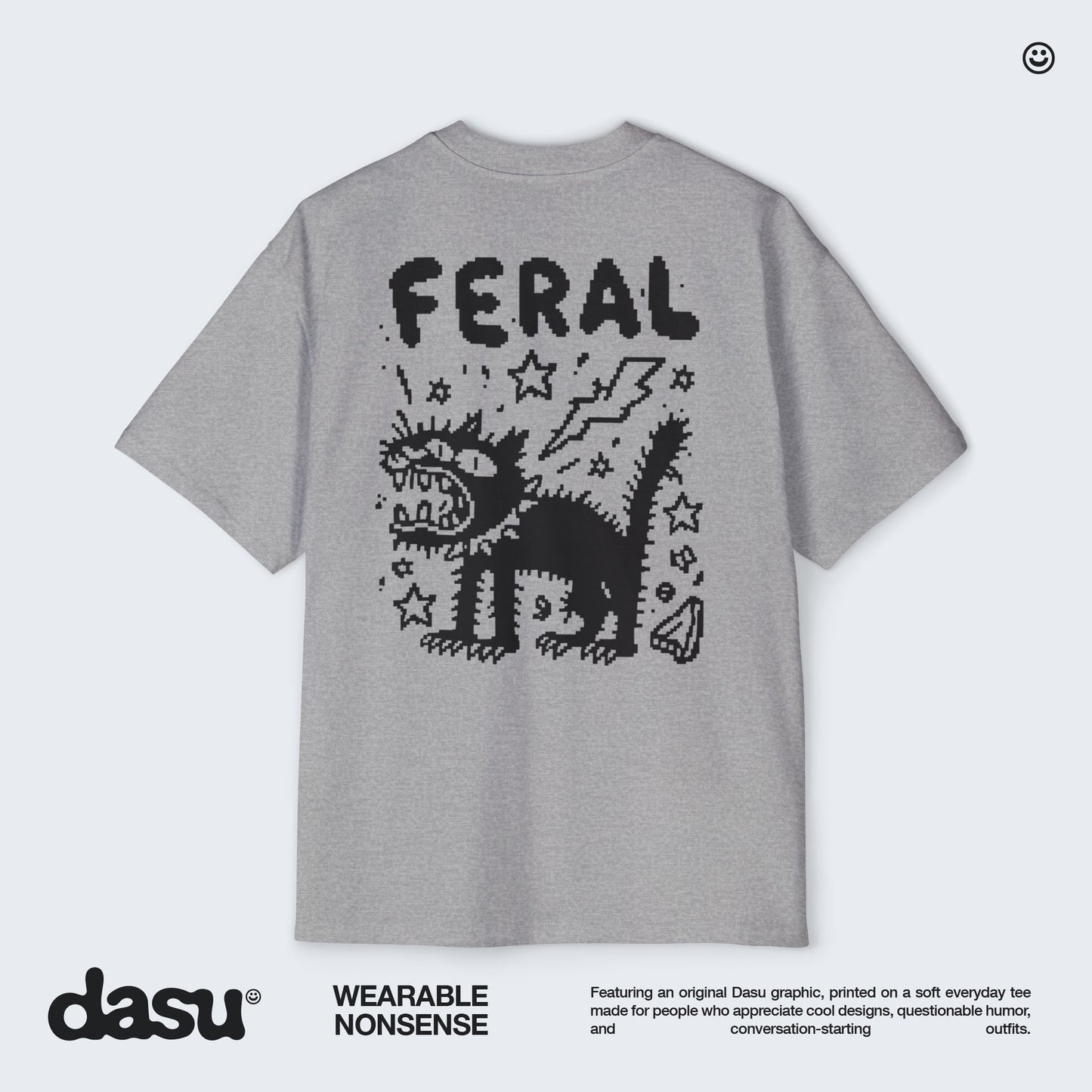 Feral Cat Graphic Tee | White T-Shirt, Punk Cat Illustration