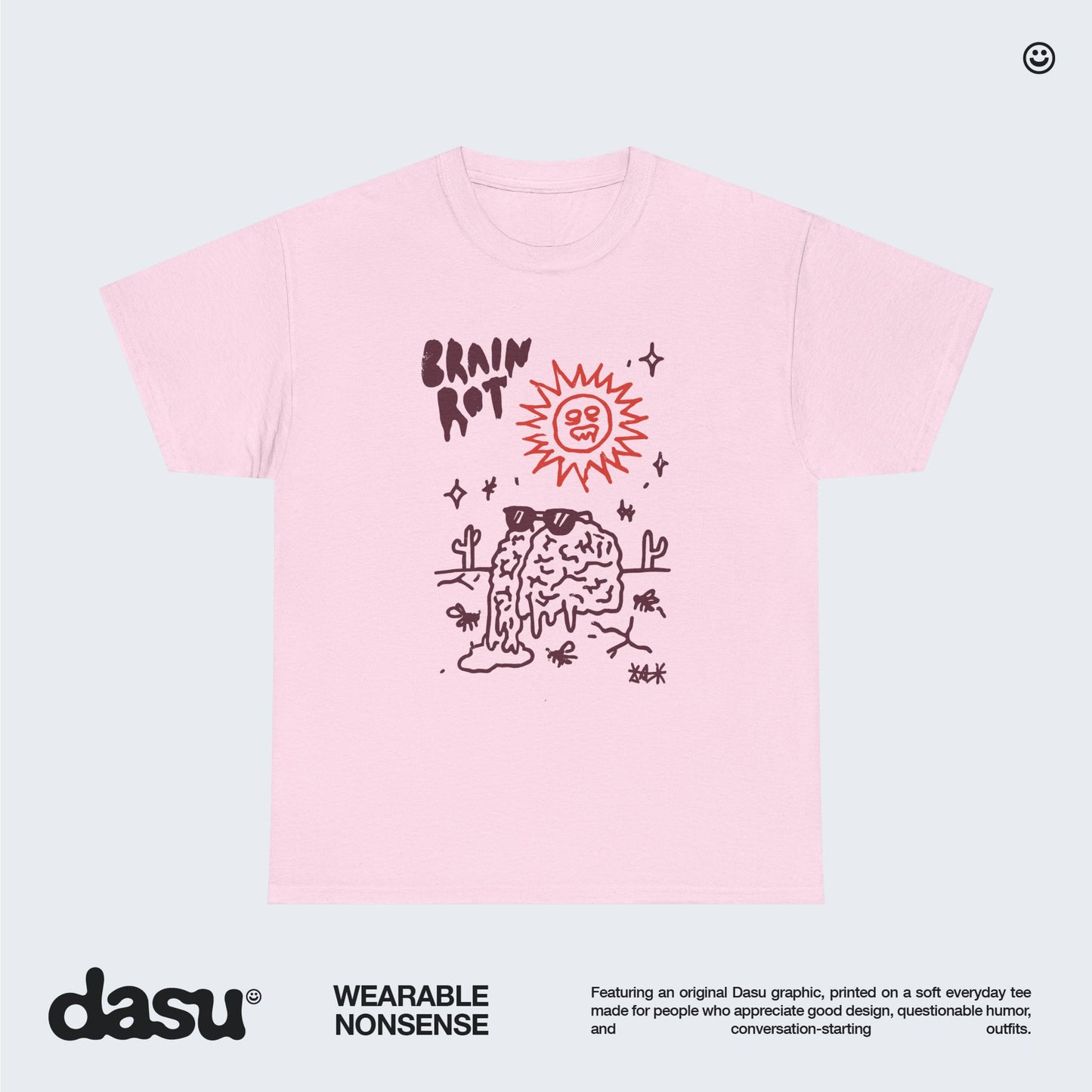 Brain Rot melting brain tee | sun illustration, doodle art, indie graphic shirt