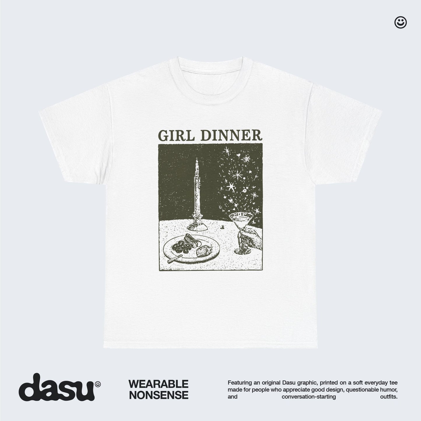 Girl Dinner Shirt, Funny Graphic Tee, Vintage Dinner Meme T-Shirt, Aesthetic Graphic Shirt, Funny Food Lover Gift