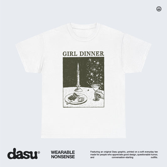 Girl Dinner Shirt, Funny Graphic Tee, Vintage Dinner Meme T-Shirt, Aesthetic Graphic Shirt, Funny Food Lover Gift