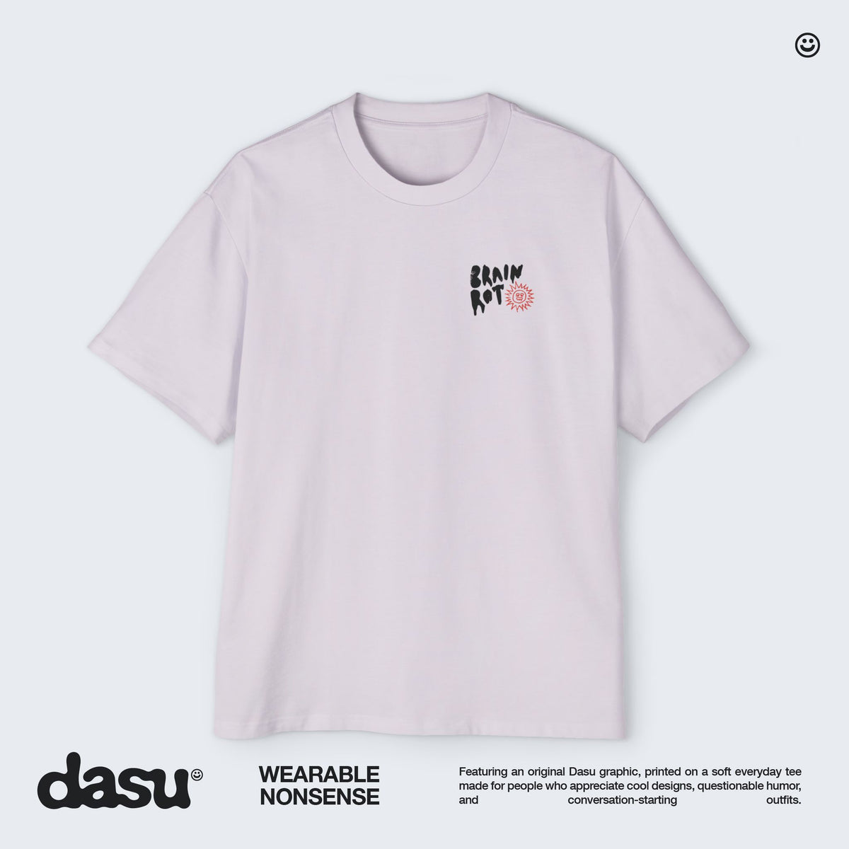 Brain Rot Sun Graphic Tee | White Brain Melt Illustration