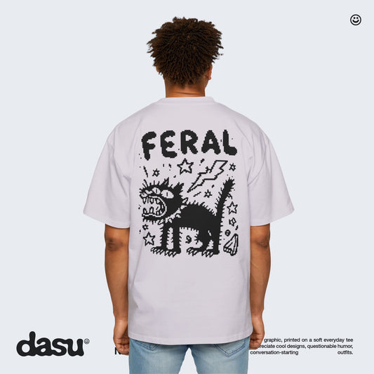 Feral Cat Graphic Tee | White T-Shirt, Punk Cat Illustration