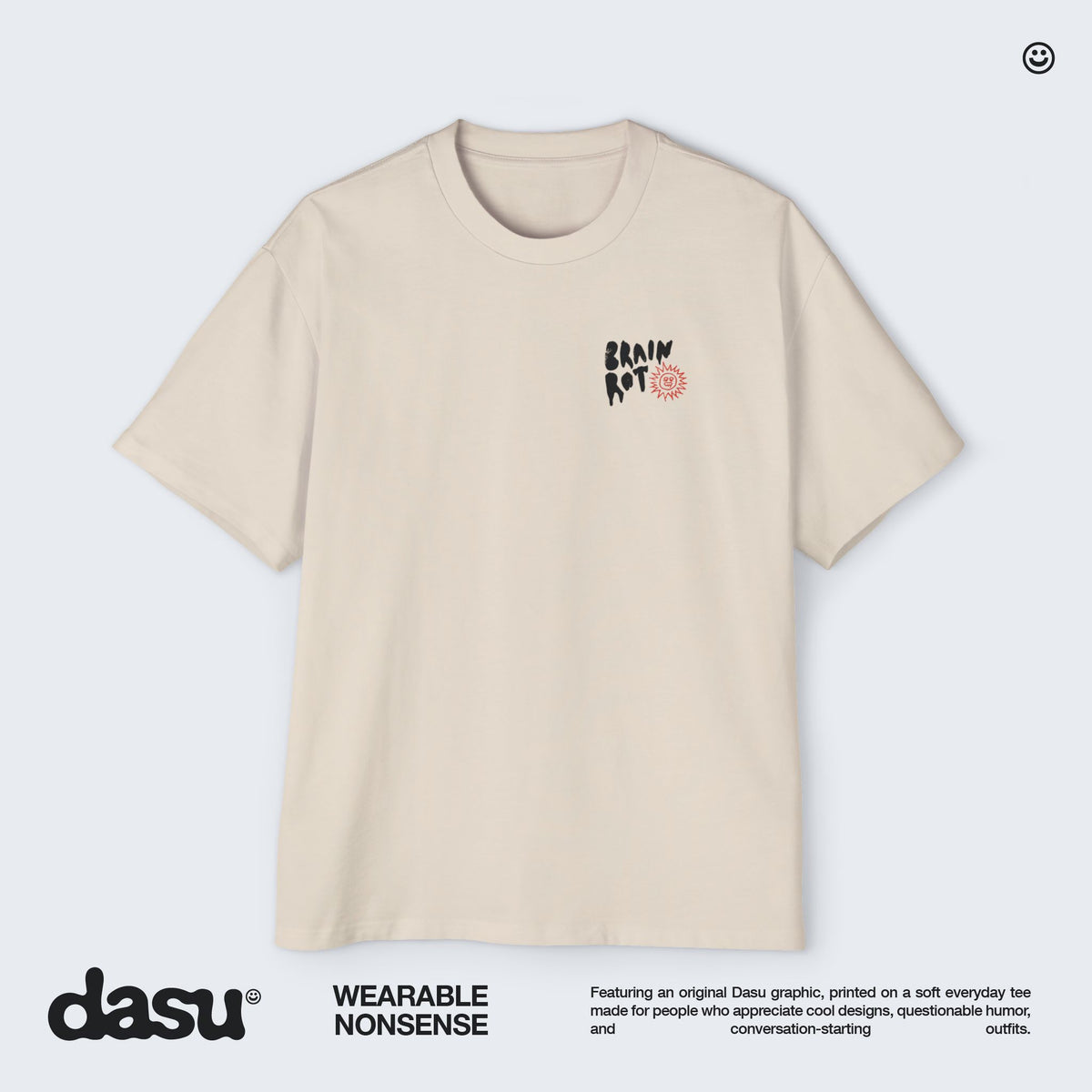 Brain Rot Sun Graphic Tee | White Brain Melt Illustration