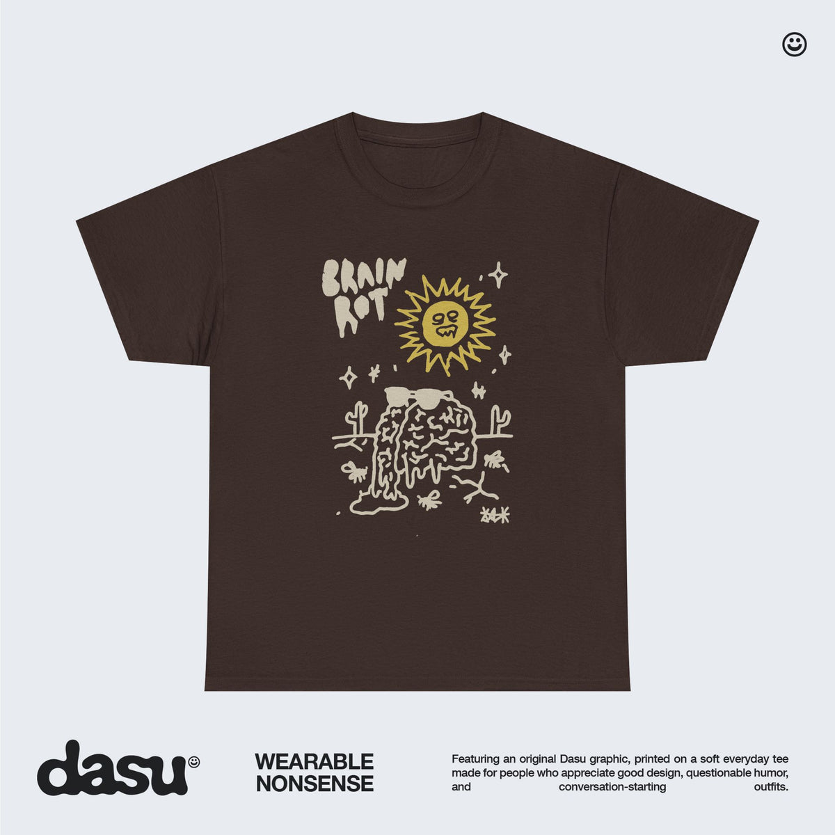 Brain Rot melting brain tee | sun illustration, doodle art, indie graphic shirt