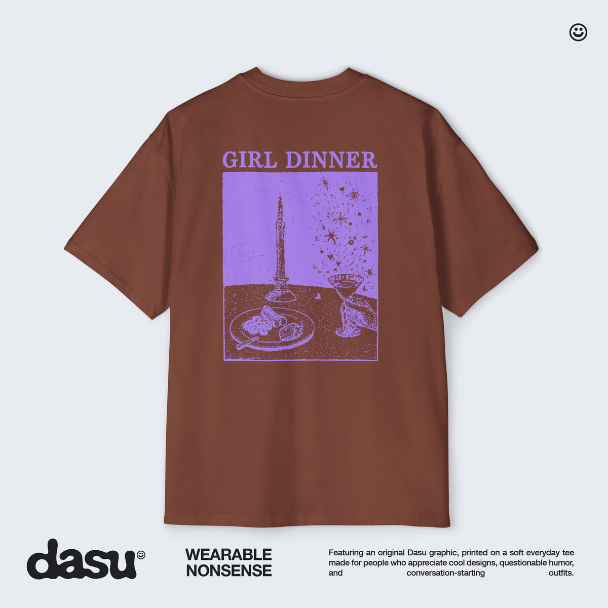 Girl Dinner Premium Oversized Tee | Back Print Graphic Shirt | Heavyweight Streetwear |