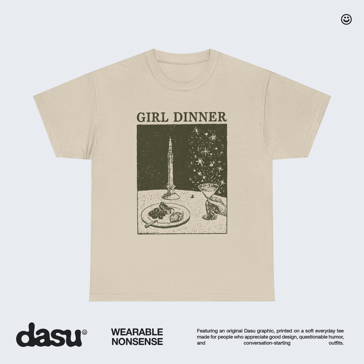 Girl Dinner Shirt, Funny Graphic Tee, Vintage Dinner Meme T-Shirt, Aesthetic Graphic Shirt, Funny Food Lover Gift