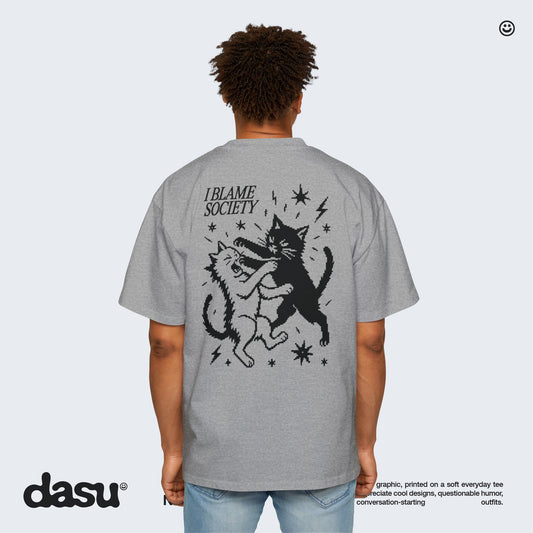 I Blame Society Cats Tee | White Graphic T-Shirt