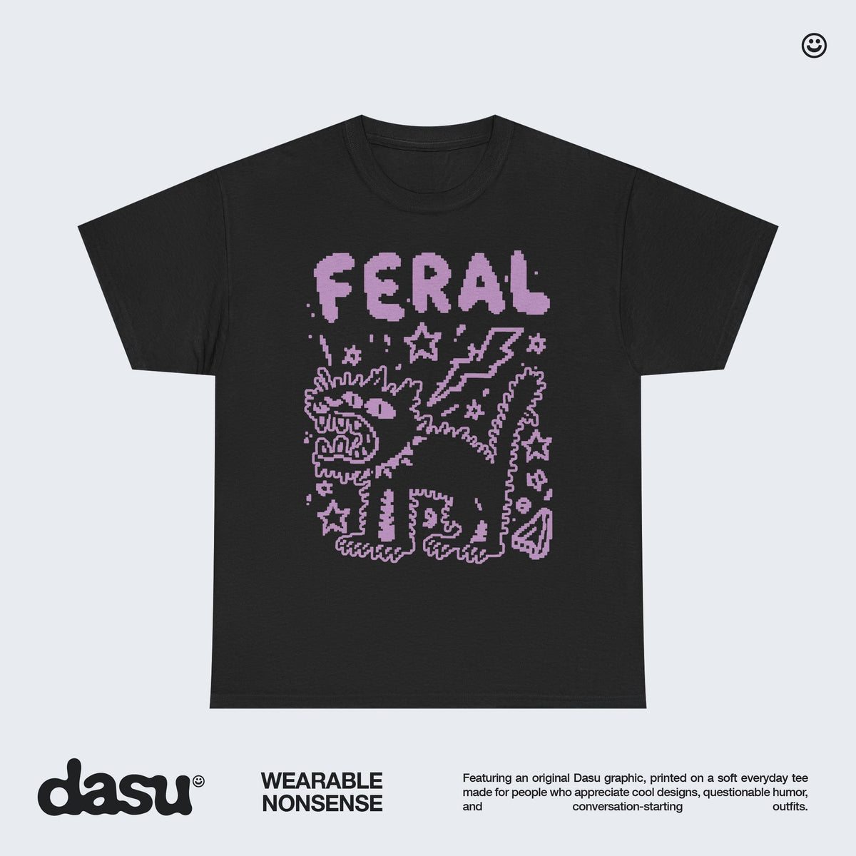 FERAL Cat T-Shirt | Funny Black Cat Graphic Tee | Vintage Grunge Shirt | Alternative Streetwear |