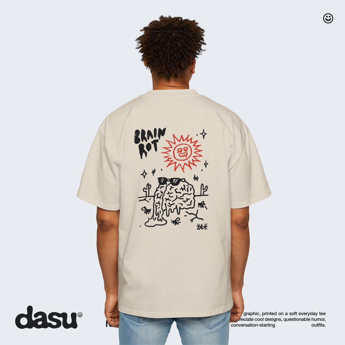 Brain Rot Sun Graphic Tee | White Brain Melt Illustration