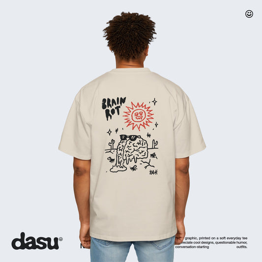 Brain Rot Sun Graphic Tee | White Brain Melt Illustration